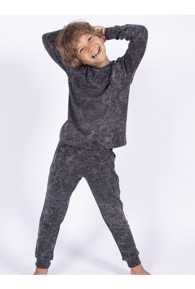 OZMOZ Erkek Çocuk Mermer Desenli Kışlık Pijama Takımı