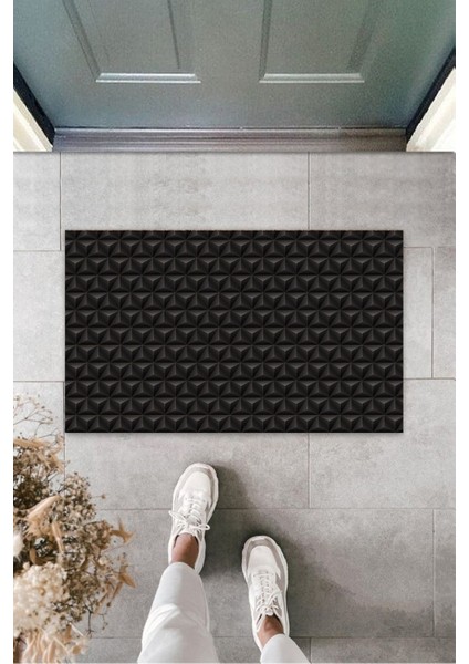 Home Çok Amaçlı Dijital Baskı Siyah Üçgen Kabartma Iç ve Dış Mekan Kapı Paspası