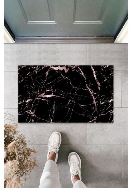 Home Çok Amaçlı Dijital Baskı Siyah Mermer Iç ve Dış Mekan Paspas