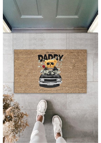 Dekoratif Dijital The Sugar Daddy Ayıcık Bej Kapı Paspası Dış Mekan Paspas