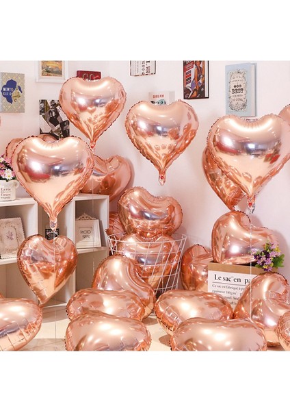 18 Inç Rose Kalp Balon Aşk Kırmızı Kalp Şeklinde Düğün Nişan Sevgililer Günü 10LU