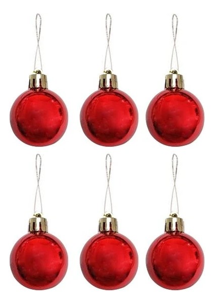 Yılbaşı 4 cm Ağaç Süsleme Topları 6lı Kırmızı