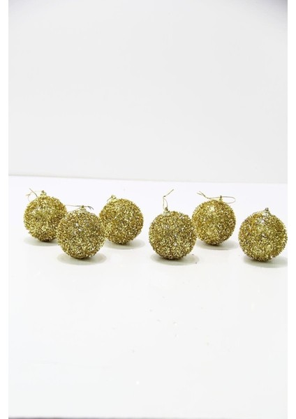 Yılbaşı Süsü Gold Parıltılı Top 6 Lı 4 cm