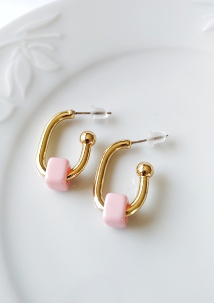 Pembe Boncuklu Küpe