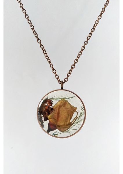 Özel Tasarım El Yapımı Beyaz Gül Epoksi Terrarium Kolye fiyatları