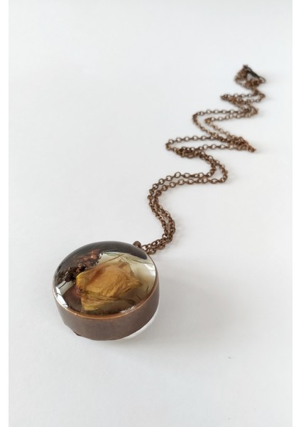 Özel Tasarım El Yapımı Beyaz Gül Epoksi Terrarium Kolye fırsatları