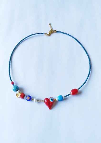 Özel Tasarım Cam Boncuklu Kolye Kadın fiyatları