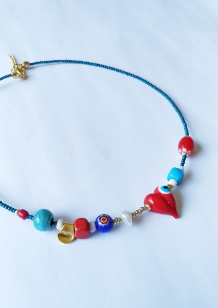 Özel Tasarım Cam Boncuklu Kolye Kadın modelleri