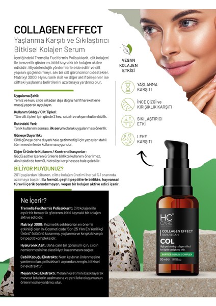 Collagen Effect Bitkisel Serum, Sıkılaştırıcı, - 30 ml