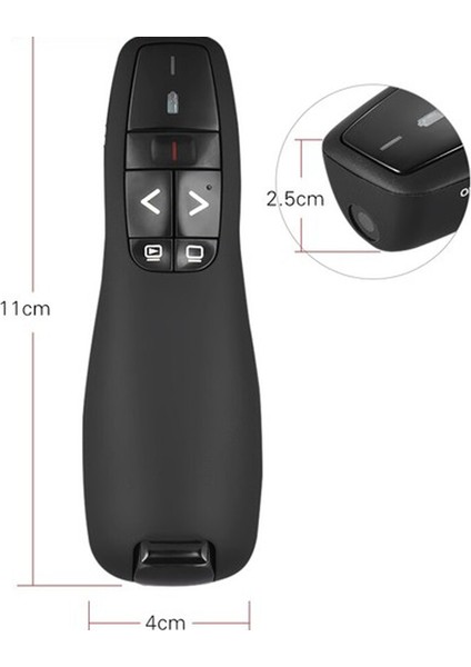 Kablosuz Lazer Sunum Kumandası USB Alıcılı 2,4 Ghz Powerpoint Sunumu Kırmızı Işık Uzaktan Kumanda