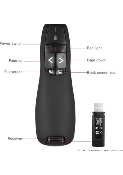 Kablosuz Lazer Sunum Kumandası USB Alıcılı 2,4 Ghz Powerpoint Sunumu Kırmızı Işık Uzaktan Kumanda