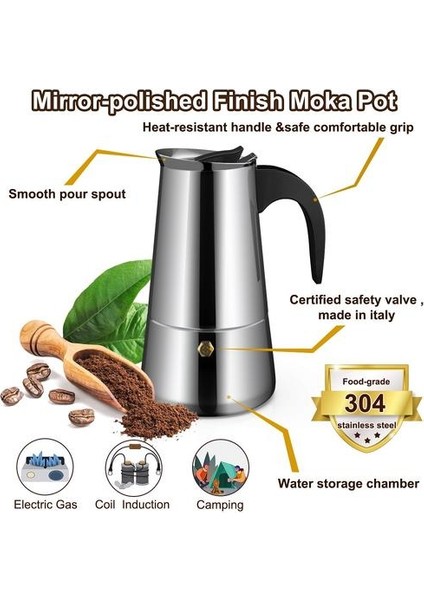 450 ml Moka Cezve Espresso Latte Percolator Soba Kahve Makinesi Espresso Pot Italyan Kahve Makinesi Paslanmaz Çelik | Kahve Tencereler (Yurt Dışından)