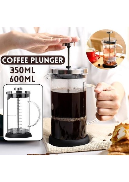 Kahve / Çay Brewer Pot Maker Su Isıtıcısı Isıya Dayanıklı Paslanmaz Çelik Cam Piston Cezve Ölçekli 600ML | Kahve Tencereler (Yurt Dışından) fırsatları