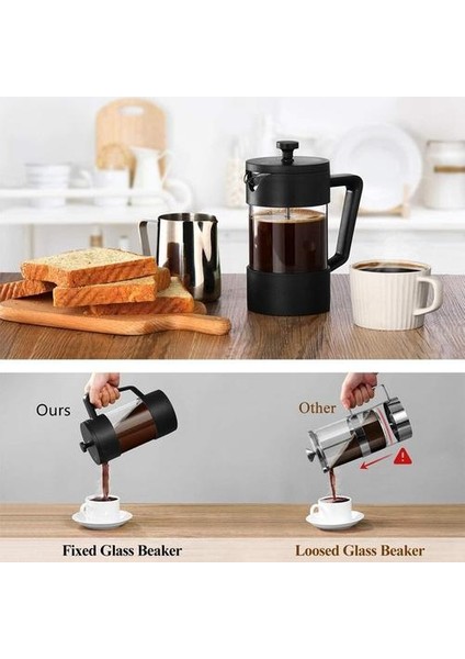Fransız Basın Coffee çay Makinesi 12 Oz, Kalınlaşmış Borosilikat Cam Kahve Basın Pasta Ücretsiz ve Bulaşık Makinesi Güvenli, Siyah | Kahve Kapları (Yurt Dışından)