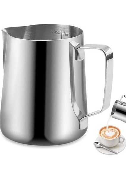600 ml Paslanmaz Çelik Süt Köpürtme Sürahi Espresso Kahve Barista Kolu Zanaat Latte Cappuccino Kahve Süt Kupa Bardak Tencere | Kahve Kapları (Yurt Dışından)