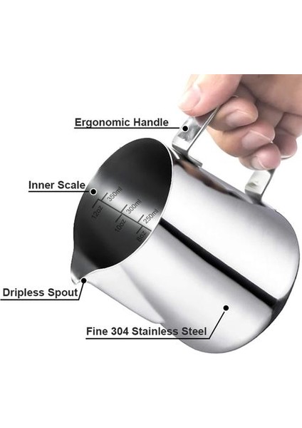 600 ml Paslanmaz Çelik Süt Köpürtme Sürahi Espresso Kahve Barista Kolu Zanaat Latte Cappuccino Kahve Süt Kupa Bardak Tencere | Kahve Kapları (Yurt Dışından)