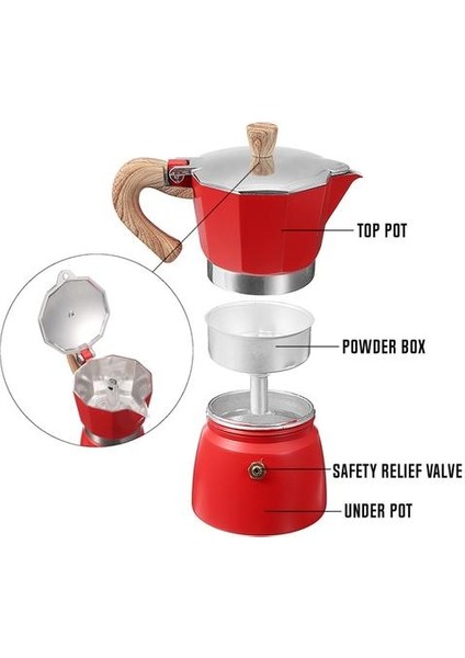 Alüminyum Italyan Moka Espresso Kahve Makinesi Filtresi Soba Pot 3 Bardak | Kahve Tencereler (Kırmızı) (Yurt Dışından) fiyatları