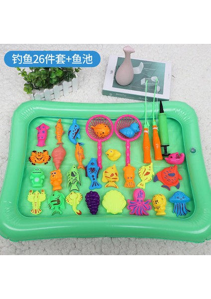 26 Adet Çocuk Banyo Oyuncakları Erkek Kız Balıkçılık Oyuncak Seti Takım Elbise Manyetik Oyun Su Yürüyor Bebek Oyuncakları Balık Kare Çocuklar Için | Banyo Oyuncak (Yurt Dışından)