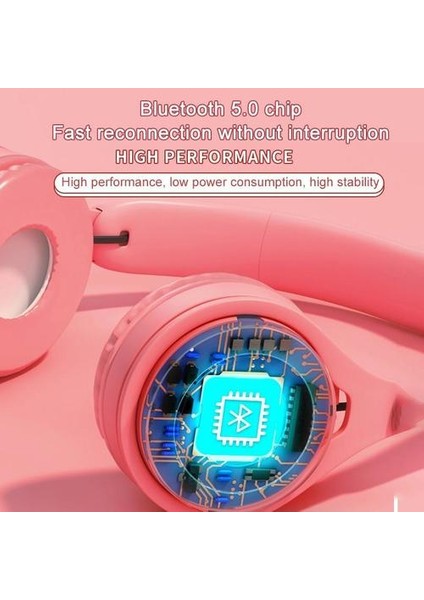 Renkli Bluetooth Kablosuz Kulaklık Hıfı Müzik Oto Eşleştirme Kulaklık Takılabilir Tf Kart Pembe Kulaklıklar | (Yurt Dışından) fiyatları