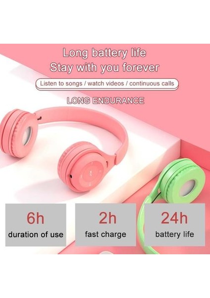Renkli Bluetooth Kablosuz Kulaklık Hıfı Müzik Oto Eşleştirme Kulaklık Takılabilir Tf Kart Pembe Kulaklıklar | (Yurt Dışından) modelleri