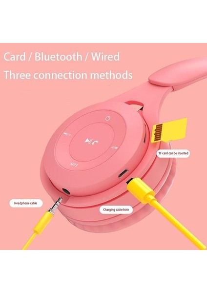 Renkli Bluetooth Kablosuz Kulaklık Hıfı Müzik Oto Eşleştirme Kulaklık Takılabilir Tf Kart Pembe Kulaklıklar | (Yurt Dışından) fırsatları