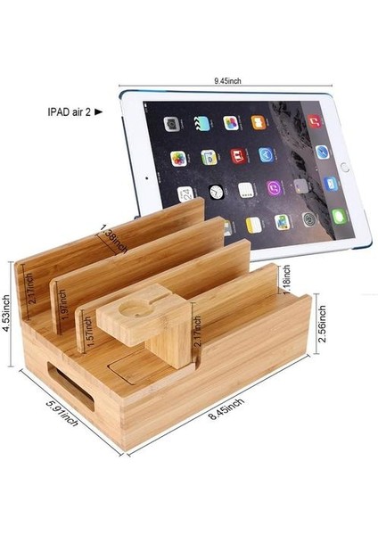Doğal Bambu Cep Telefonu Tablet Ahşap Tutucu Şarj Istasyonu Izle Standı iPad iPhone Iwatch Birden Çok Cihazlar Organizatör | Telefon Tutucular ve duruş (Yurt Dışından) fiyatları