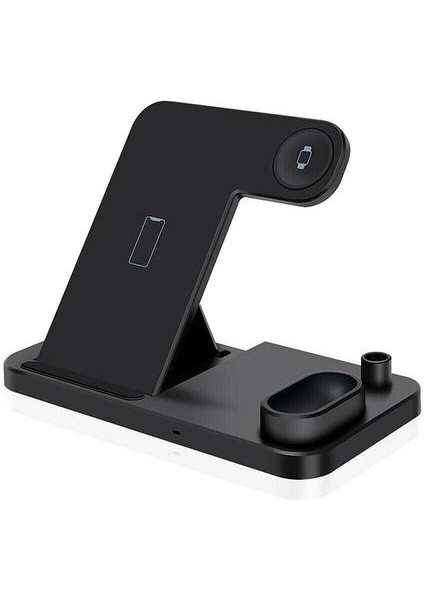 4 In 1 Qi Hızlı Kablosuz Şarj Dock Standı Standı Apple Izle iPhone Kalem Kulaklık Telefon | Telefon Tutucular ve standları (Siyah) (Yurt Dışından)
