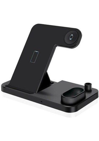 4 In 1 Qi Hızlı Kablosuz Şarj Dock Standı Standı Apple Izle iPhone Kalem Kulaklık Telefon | Telefon Tutucular ve standları (Siyah) (Yurt Dışından)