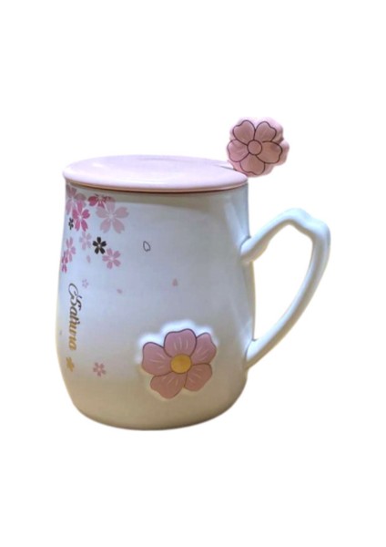 Sevimli Küçük Kahve Kupa Kupası Açık Süt Sakura Kahve Kupalar Seyahat Kız Seramik Canecas Cafe Cratıvas Coffee Fincan Sevimli | Eski Moda Cam ((Hediye Kutusu ile Beyaz)) (Yurt Dışından)
