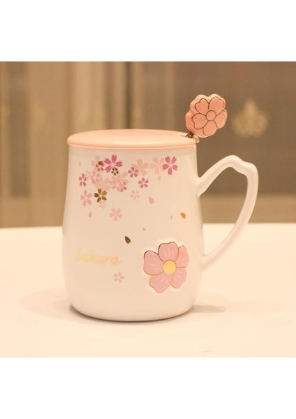 Sevimli Küçük Kahve Kupa Kupası Açık Süt Sakura Kahve Kupalar Seyahat Kız Seramik Canecas Cafe Cratıvas Coffee Fincan Sevimli | Eski Moda Cam ((Hediye Kutusu ile Beyaz)) (Yurt Dışından)