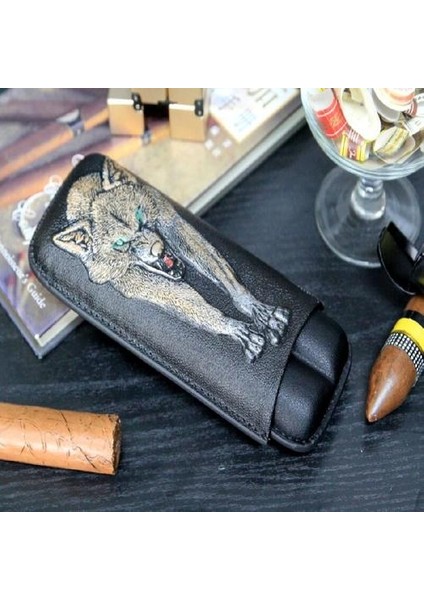 Deri Kurt Baş Desen Puro Çanta 2 Puro Seyahat Taşınabilir Puro Saklama Çantası Puro Aracı Aksesuarları Adam Hediye | Puro Aksesuarları (Yurt Dışından) fiyatları