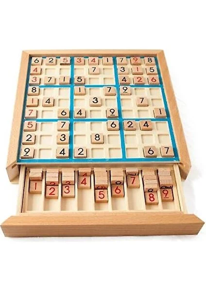 Ahşap Sudoku Dokuz Kare Izgara Oyunu Satranç Çocuk Mantıksal Düşünme Eğitim Bulmaca Kurulu Oyunu Oyuncak Kurulu (Mavi) (Yurt Dışından)