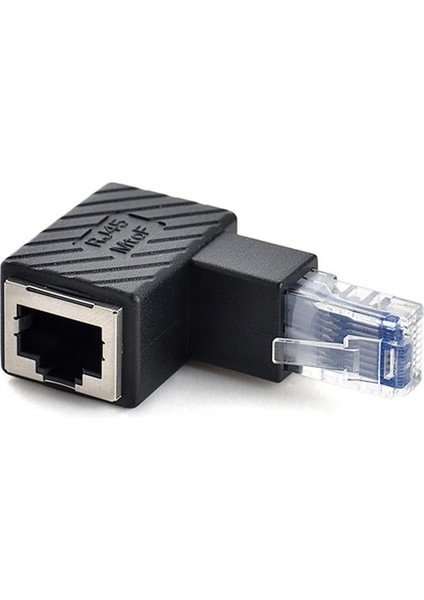 5237 RJ45 Dişi Erkek 90 Derece Cat Internet Ethernet Kablo Uç Çevirici Adaptör