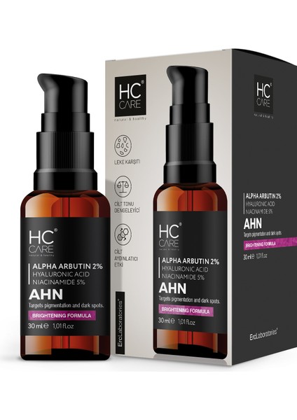 HC Care Alpha Arbutin %2, Hyaluronic Acid, Niacinamide %5 Serum, Leke Karşıtı ve Aydınlatıcı - 30 ml