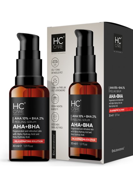 HC Care Aha %10 - Bha %2 Peeling Serumu, Cilt Tonu Eşitleyici, Canlandırıcı - 30 ml