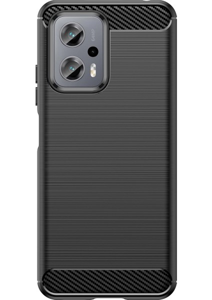 Xiaomi Redmi Note 11T PRO-11T Pro Plus-Poco X4 Gt Brushed Carbon Fiber Silikon Kılı -Siyah