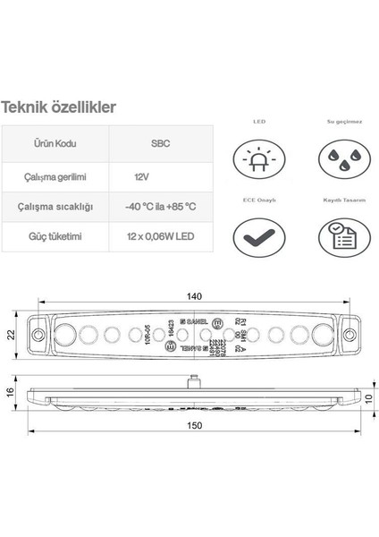 24V Üniversal Parmak 12 LED Basamak Kırmızı SBC24R12 indirimleri