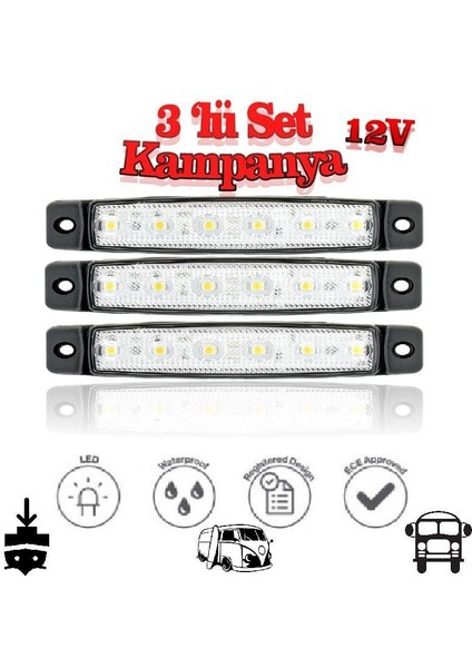 6 Ledli 3'lü Set Parmak LED 24V Beyaz SBB24W6-3 fiyatları