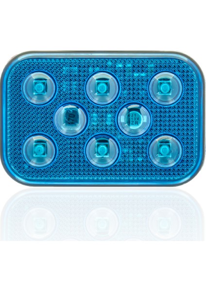 Çakarlı 12 - 24V Kare 6 LED Dış Mekan Uyumlu Mavi SBDF6B