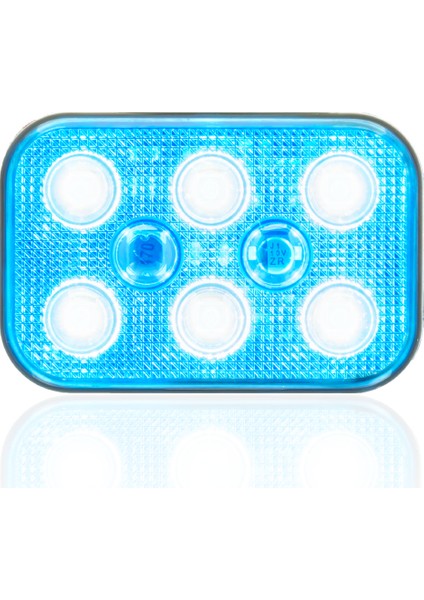 Çakarlı 12 - 24V Kare 6 LED Dış Mekan Uyumlu Mavi SBDF6B