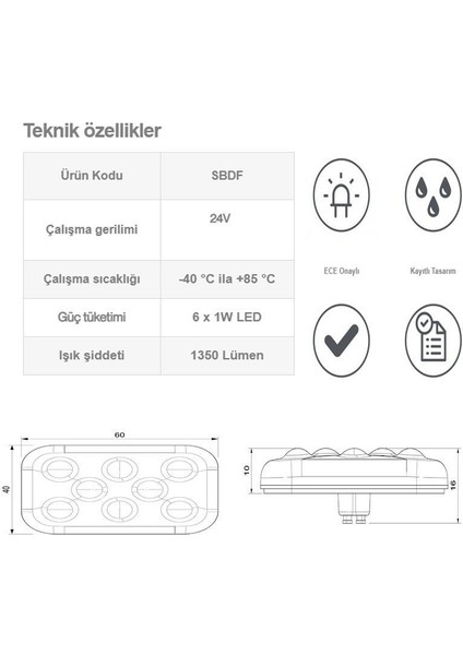 24V Kare 6 LED Dış Makan Uyumlu Kırımızı SBD24R6 indirimleri