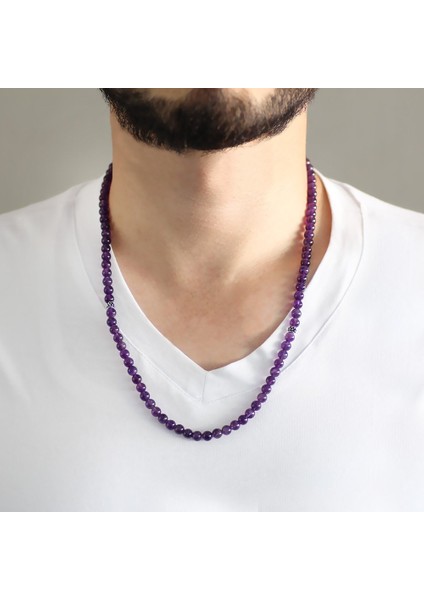 Hem Bileklik - Hem Kolye - Hem Tesbih 99LU Mor Ametist Doğaltaş Aksesuar indirimleri