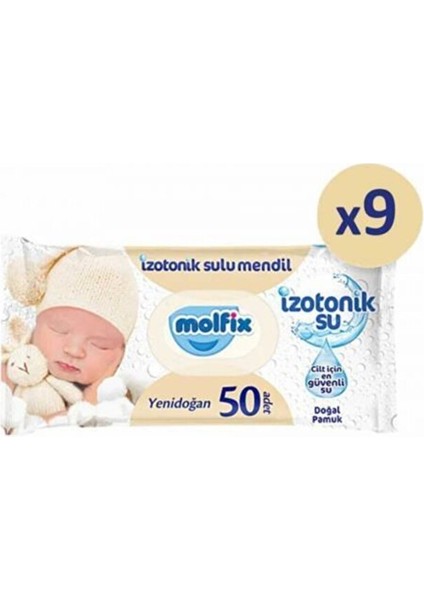 Yenidoğan Izotonik Islak Mendil 9 Paket x 50 Yaprak- 450 Yaprak