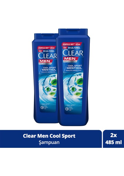 Men Kepeğe Karşı Etkili Şampuan Cool Sport Menthol Ferahlatıcı Mentol Etkisi 485 Ml X2 Adet