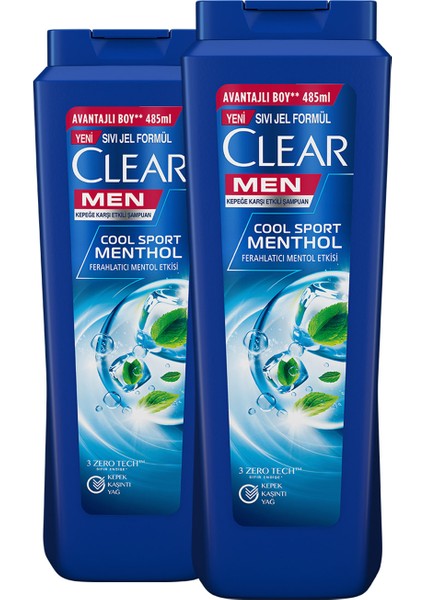Men Kepeğe Karşı Etkili Şampuan Cool Sport Menthol Ferahlatıcı Mentol Etkisi 485 Ml X2 Adet
