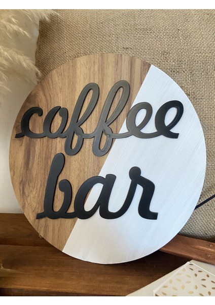 Coffe Bar Kahve Köşesi Ahşap Kahve Dekoru Dekoratif Duvar Süsü 30 cm