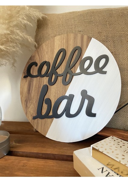 Coffe Bar Kahve Köşesi Ahşap Kahve Dekoru Dekoratif Duvar Süsü 30 cm