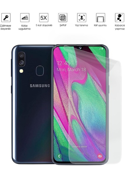 Samsung Galaxy A40 Ekran Koruyucu Tam Kaplayan Esnek Kırılmaz Nano Temperli