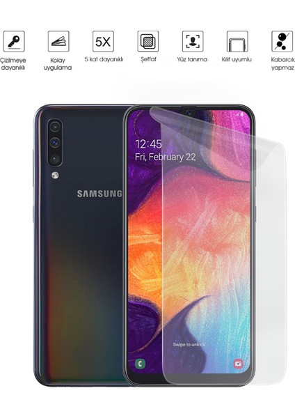 Samsung Galaxy A50 Ekran Koruyucu Tam Kaplayan Esnek Kırılmaz Nano Temperli