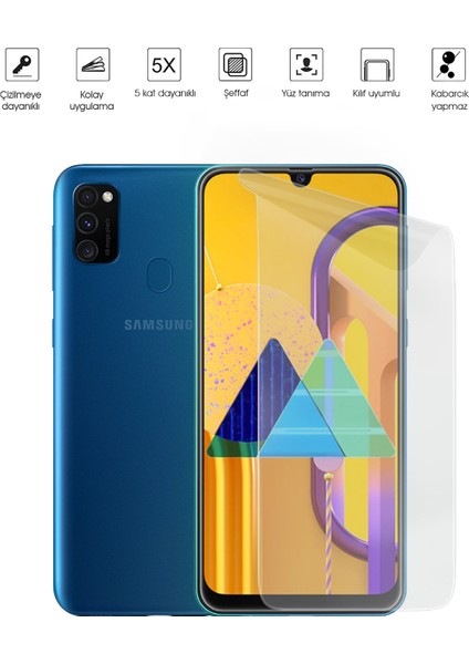 Samsung Galaxy M30S Ekran Koruyucu Tam Kaplayan Esnek Kırılmaz Nano Temperli